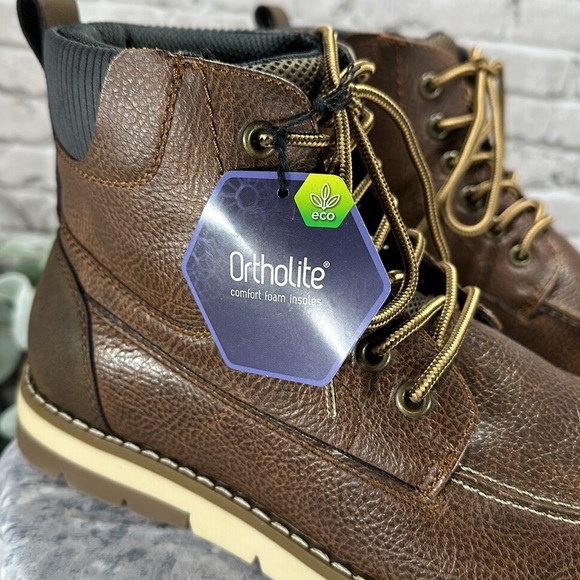 Sonoma Ethann Cognac Faux Leather Lace-Up Fashion Stitch Boots Men’s 8M🌟NWT🌟 - Picture 8 of 13